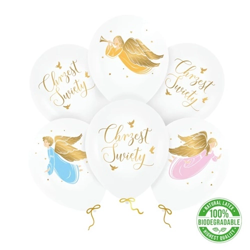Balony dekoracja na chrzest święty chrzciny 6 szt